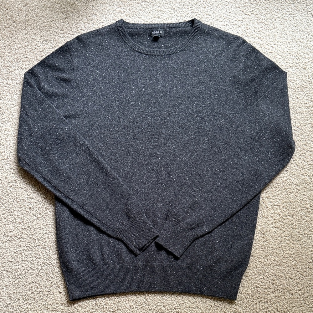 J. Crew Mens Charcoal Cashmere Sweater - Medium